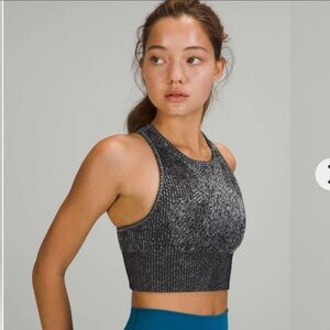 Lululemon Ebb to Train Bra C/D Cup Pattern Mixing Black Rhino Grey SIZE 6